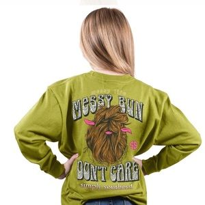 NWT Simply Southern Long Sleeve T Shirt Women's Messy Bun Don't Care Med…